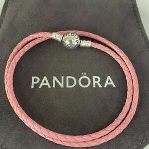 Pandora Moments double woven leather Pink bracelet